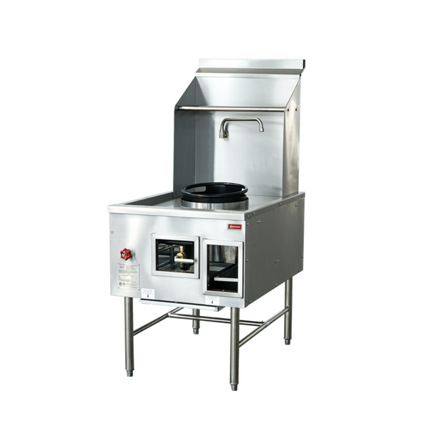 OMCAN - Single Chamber Wok Range with a 13″ Ring, Backsplash, Faucet, 95,000 BTU – Natural Gas