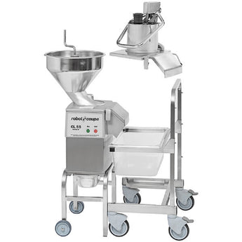 Robot Coupe CL55 Workstation Continuous Feed Food Processor with Full Moon Pusher Feed, Bulk Feed & 16 Discs - 2 1/2 hp
