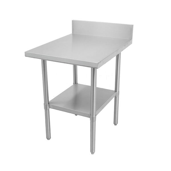 Thorinox DSST-BKSS Stainless steel worktable with a stainless steel undershelf and backsplash