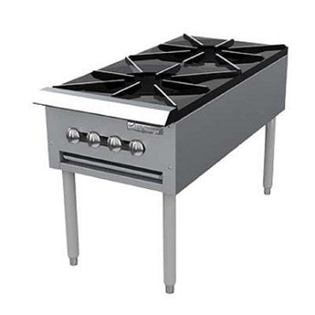 Garland SP-1844-2 Natural Gas Double Countertop Stock Pot Stove with 6