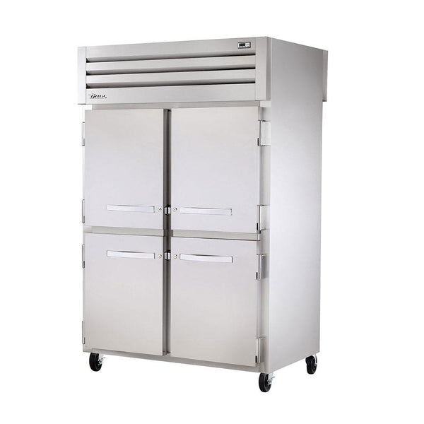 True STA2RPT-4HS-2G-HC 52" Pass-Thru Solid Half Front / Glass Rear Swing Door Refrigerator