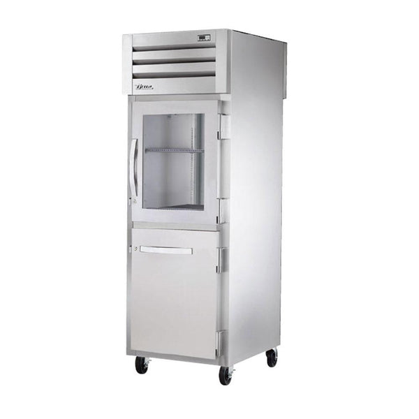 True STG1RPT-1HG/1HS-1S-HC Pass-Thru Combination Half Front / Solid Rear Swing Door Refrigerator