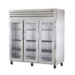 True STG3R-3G 77" Three-Section Reach-In Glass Swing Door Refrigerator