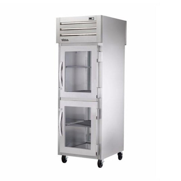 True STR1RPT-2HG-1S-HC 27.5" Pass-Thru Half Glass Front / Solid Rear Swing Door Refrigerator
