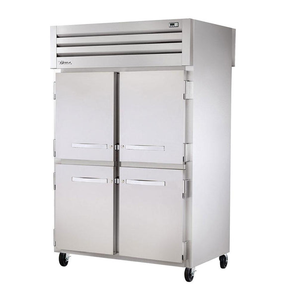 True STR2RPT-4HS-2G-HC 52" Pass-Thru Solid Half Front / Glass Rear Swing Door Refrigerator