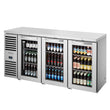 True TBR72-RISZ1-L-S-GGG-1 72" Stainless Steel Glass Door Back Bar Refrigerator