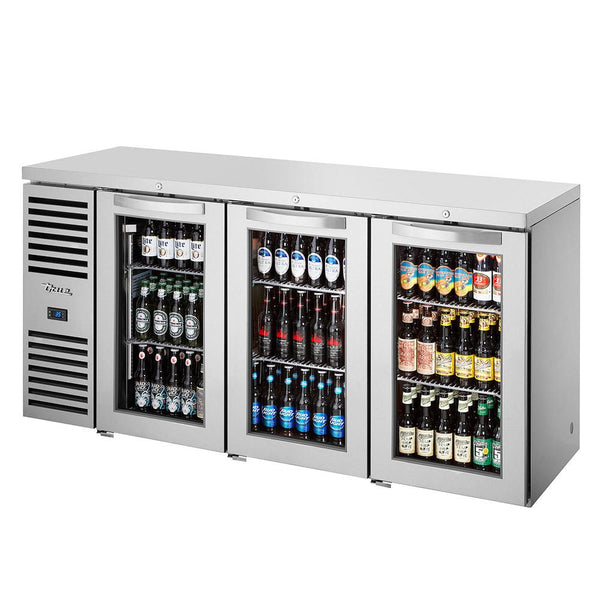 True TBR72-RISZ1-L-S-GGG-1 72" Stainless Steel Glass Door Back Bar Refrigerator