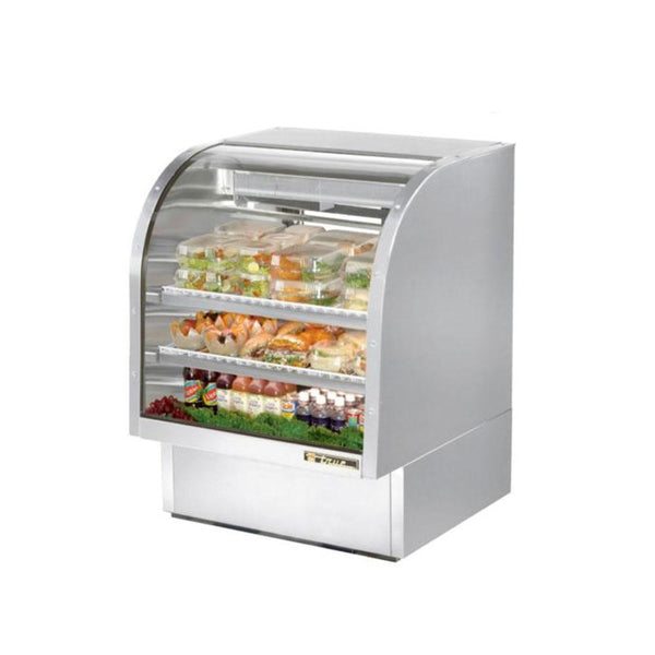 True TCGG-36-S-LD 36" Stainless Steel Curved Glass Display Case