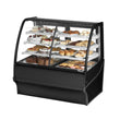 True TDM-DZ-48-GE/GE 48" Stainless Steel Curved Glass Dual Zone Refrigerated Bakery Display Case With White Interior