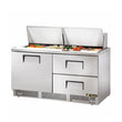 True TFP-64-24M-D-2 64" Mega Top 1-Door 2-Drawer Food Prep Table