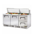 True TFP-72-30M-D-2 72" Mega Top 2-Door 2-Drawers Food Prep Table