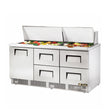 True TFP-72-30M-D-4 72" Mega Top 1-Door 4-Drawers Food Prep Table