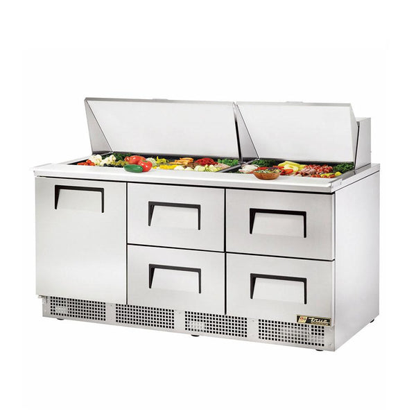 True TFP-72-30M-D-4 72" Mega Top 1-Door 4-Drawers Food Prep Table