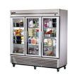 True TS-72G-HC~FGD01 78" Reach-In Glass Swing Door Stainless Steel Refrigerator