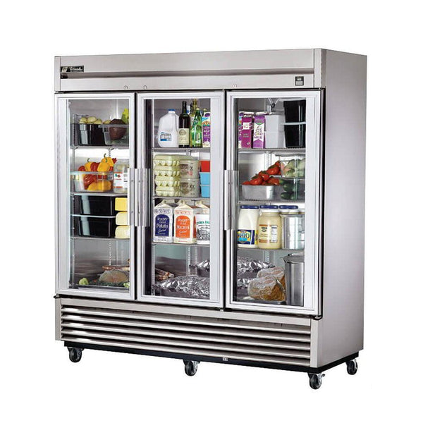 True TS-72G-HC~FGD01 78" Reach-In Glass Swing Door Stainless Steel Refrigerator