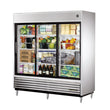 True TSD-69G-LD 78" Reach-In 3 Glass Sliding Door Refrigerator With LED Lighting