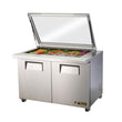 True TSSU-48-18M-B-FGLID-HC 48" 18 Pan Mega Top Salad/Sandwich Prep Table With Flat Glass Lid