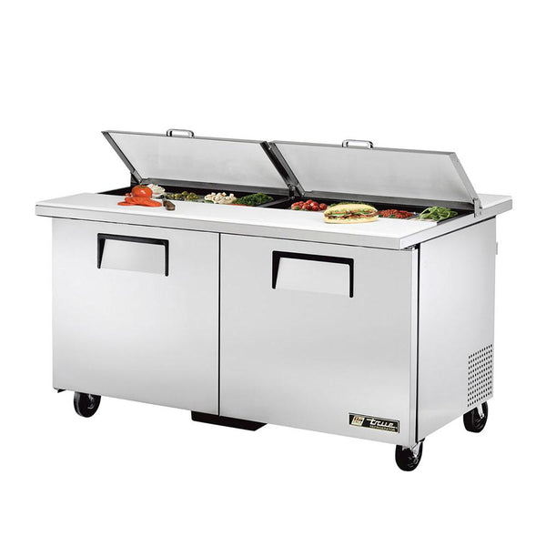 True TSSU-60-16-DS-ST-HC 60" 16-Pan Dual Sided Solid Door Sandwich/Salad Refrigerated Prep Table