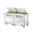 True TSSU-60-24M-B-DS-ST-HC 60" Dual Sided Mega-Top Solid Door Sandwich/Salad Refrigerator