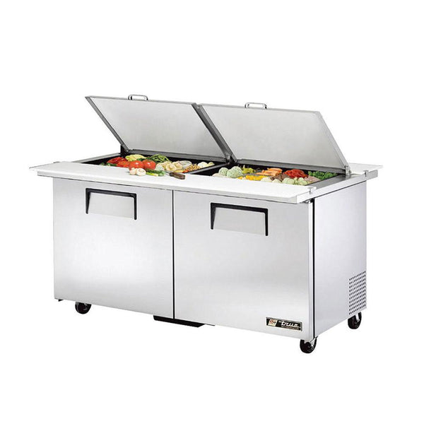 True TSSU-60-24M-B-DS-ST-HC 60" Dual Sided Mega-Top Solid Door Sandwich/Salad Refrigerator