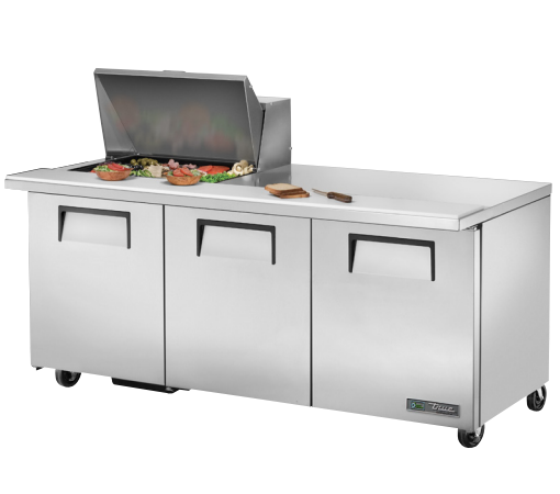 True TSSU-72-12M-B-HC 72" Mega-Top Solid Door Sandwich/Salad Refrigerated Prep Table