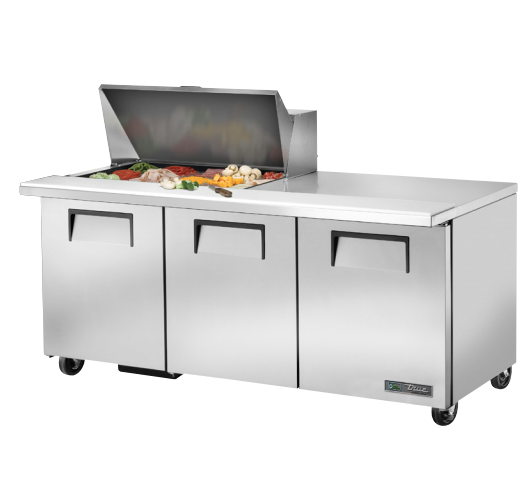 True TSSU-72-15M-B-HC 72" 15-Pan Mega-Top Solid Door Sandwich/Salad Refrigerated Prep Table
