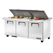 True TSSU-72-30M-B-DS-ST-HC 72" Dual Sided Mega-Top Solid Door Sandwich/Salad Refrigerated Prep Table