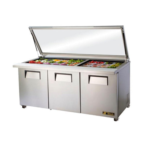 True TSSU-72-30M-B-ST-FGLID-HC 72" Mega-Top Solid Door Sandwich/Salad Prep Table