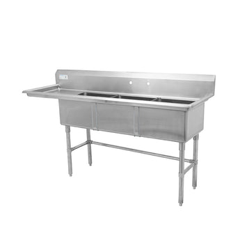 Thorinox TTS-1818-L18 Triple sink with left drainboard (18