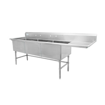 Thorinox TTS-2424-R24 Triple sink with right drainboard (24