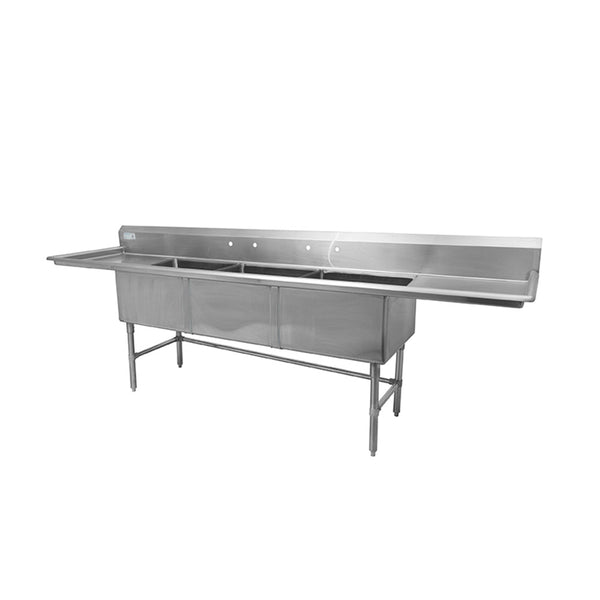 Thorinox TTS-2424-RL24 Triple sink with left and right drainboard (24")