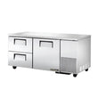 True TUC-67D-2-HC 67" Undercounter Refrigerator With 1-Door And 2-Drawer
