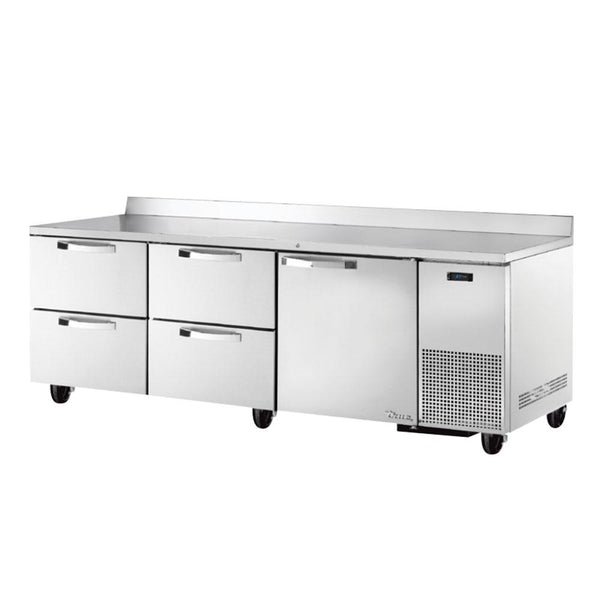 TRUE TWT-93D-4-HC~SPEC3 93" Work Top Refrigerator w/ (3) Sections, (1) Door & (4) Drawers