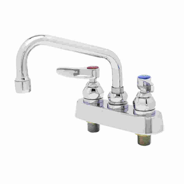 T&S Brass B-1110 Workboard Faucet, Deck Mount, 4" Centers, 6" Swing Nozzle, Lever Handles