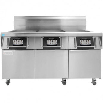 Frymaster FilterQuick 3FQE30U Oil-Conserving Electric Floor Fryer with (3) 30 lb. Full Frypots, Automatic Filtration, and Auto Top-Off - 208V, 3 Phase