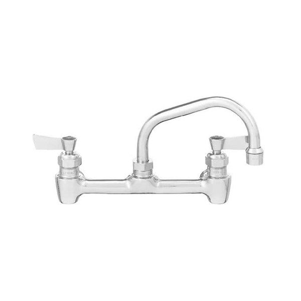 Fisher 64734 Backsplash Mounted Faucet with 8" Centers, 6" Swing Nozzle, 2.2 GPM Aerator, Lever Handles, and EZ Install Adapters