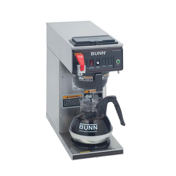 Bunn CWTF15-1 Automatic 12 Cup Coffee Brewer with 1 Lower Warmer and Black Plastic Funnel