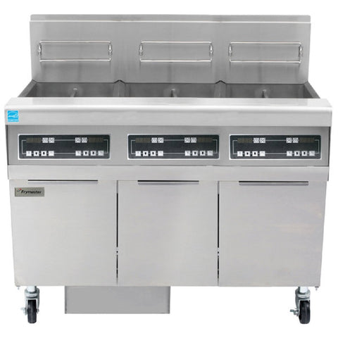 Frymaster FPPH355 Natural Gas 150 lb. 3 Unit High-Efficiency Gas Floor Fryer System with Digital Controls - 240,000 BTU