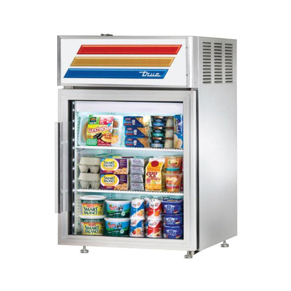 True GDM-05PT-HC~TSL01 Pass-Thru Black Countertop Display Refrigerator with Swing Door