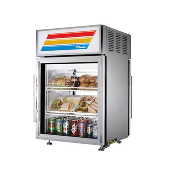 True GDM-05PT-S-HC~TSL01 Pass-Thru Counter-Top Stainless Steel Refrigerator with Swing Door
