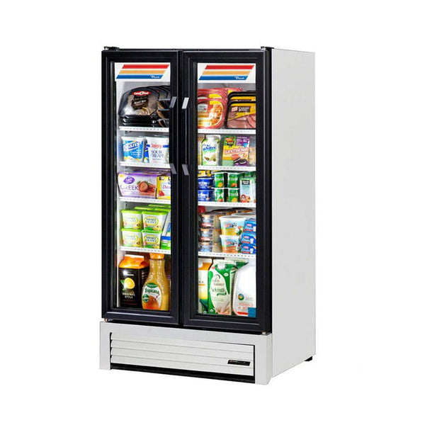 True GDM-30-HC-LD 30" Two-Section Glass Swing Door Merchandising Refrigerator with LED Lighting