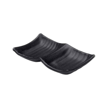 Elite Global Solutions JWT58 Zen 2 Compartment Tray Black, 5 3/8” x 3 3/8” x 1” h., 2 oz.