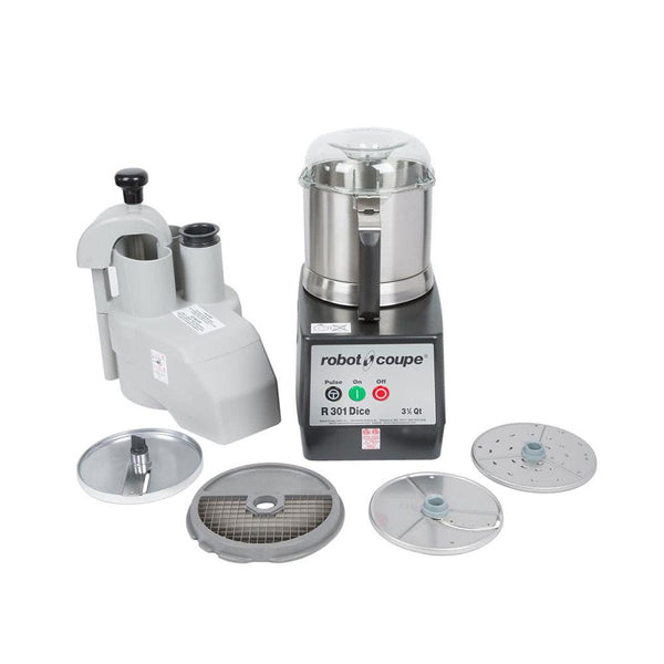 Robot Coupe R301 Dice Ultra Combination Continuous Feed Food Processor / Dicer with 3.5 Qt. Stainless Steel Bowl