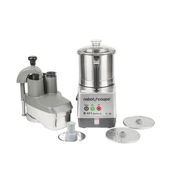 Robot Coupe R401 Combination Continuous Feed Food Processor with 4.5 Qt. Stainless Steel Bowl