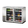 True TBB-24GAL-48G-S-HC-LD 48" Stainless Steel Glass Door Back Bar Refrigerator With Galvanized Top