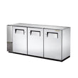 True TBB-24GAL-72-S-HC 72" Stainless Steel 3 Solid Door Back Bar Refrigerator With Galvanized Top