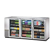 True TBB-24GAL-72G-S-HC-LD 72" Stainless Steel Glass Door Back Bar Refrigerator With Galvanized Top