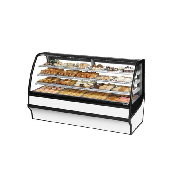 True TDM-DC-59-GE/GE-W-W 59" Curved Glass / Glass End Dry Case Display Merchandiser in White
