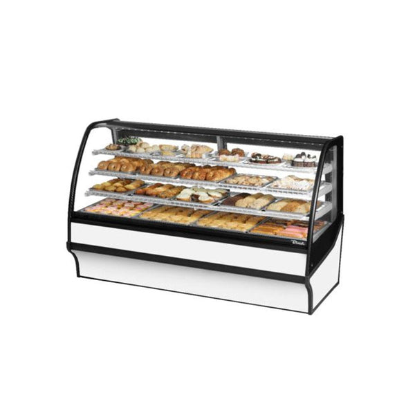True TDM-DC-77-GE/GE-W-W 77" Curved Glass / Glass End Dry Case Display Merchandiser in White