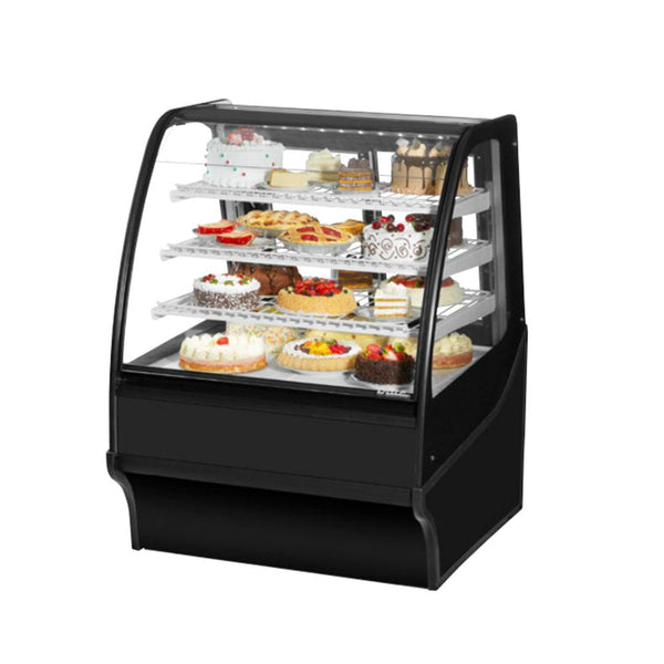 True TDM-R-36-GE/GE 36" Black Curved Glass Refrigerated Bakery Display Case